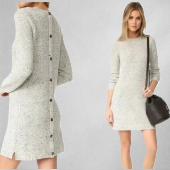 Madewell Dresses & Skirts - Madewell Sweater Dress Gray Wool Blend Button Back Knit Long Sleeve Women’s M
